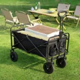 thumbnail image 4 of Chariot Pliable et Rabattable, Chariot Utilitaire de Jardin Robuste 220 Lb avec Roues Tout-Terrain pour Plage, Pelouse, Sports, Camping, Noir, 30 Pouces, 4 of 5