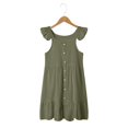 thumbnail image 2 of Ketyyh-chn99 Robe d'Été pour Filles Manches à Volants Robe d'Été pour Bébé Filles Sans Manches Décontractée Taille pour 4-5 Ans, Vert Foncé, 2 of 4