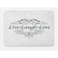 thumbnail image 1 of Love Bath Mat, Live Laugh Love Curlicue Swirls Ornaments Illustration Print on Plain Backdrop, Plush Bathroom Decor Mat with Non Slip Backing, 29.5" X 17.5", White Dark Grey, by Ambesonne, 1 of 2