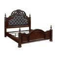 thumbnail image 4 of Cherry Finish Formal Traditional 1pc King Size Bed Button Tufted Upholstered Headboard Elegant Furniture, 4 of 5
