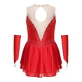 thumbnail image 6 of Yeahdor Kids Girls Sparkly Rhinestone Figure Ice Skating Costume Ballet Lyrical Dance Dress with Gloves Red 14, 6 of 7