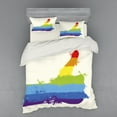 thumbnail image 2 of Pride Duvet Cover Set, Grungy Rainbow with Thumbs up Art Illustration Approbation Acceptance Gesture Print, Bedding Set with Shams and Fitted Sheet, 3 Sizes, by Ambesonne, 2 of 3