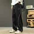 thumbnail image 2 of Pantalones Cargo Anchos Negros para Hombre Otoño Rectos Ropa Técnica Moda Harajuku Ajuste Regular Estilo Coreano Diseñador Casual, 2 of 5