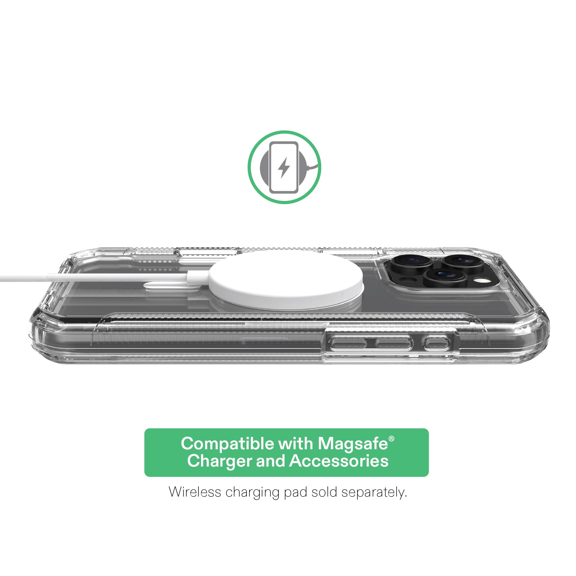 onn MagSafe Compatible Rugged Phone Case for iPhone 16 Pro Max - Clear