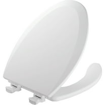 Mayfair Lift off Elongated Enameled Wood Open Front Toilet Seat in White