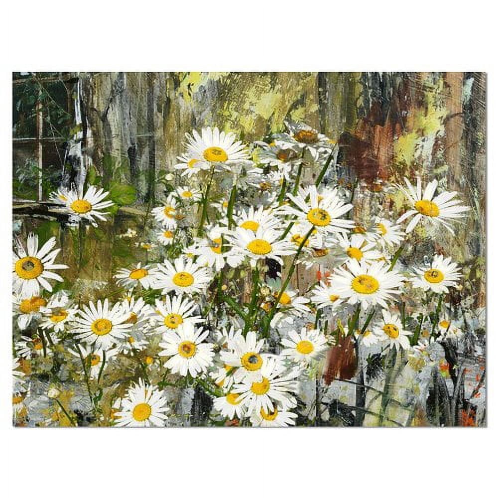 Designart 'Daisies Flowers Under the Window ' Floral Art Canvas Print