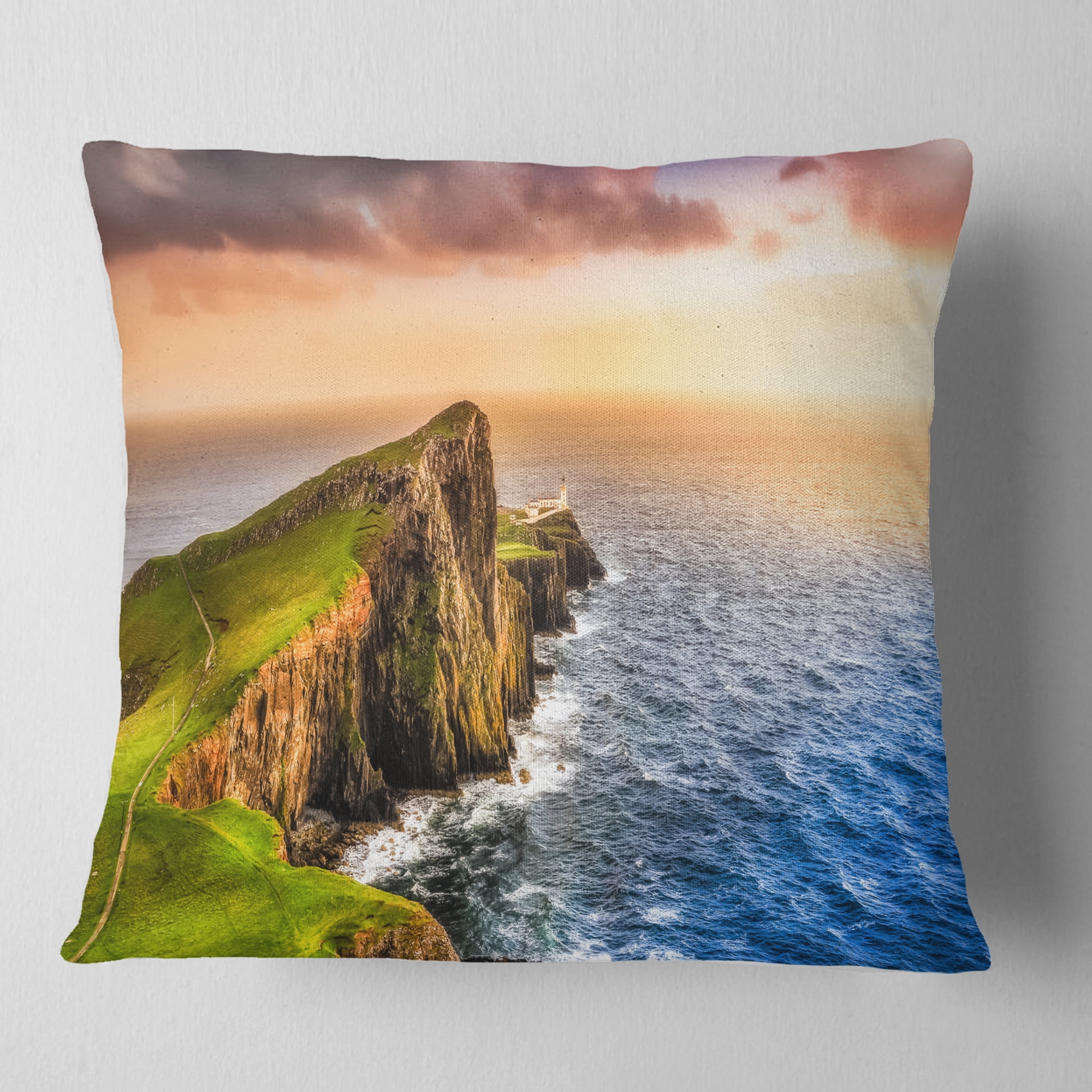 Designart Ocean Cost at Sunset - Photography Throw Pillow - 16x16