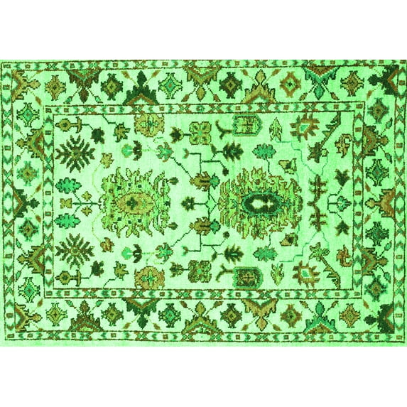 Ahgly Company Indoor Rectangle Abstract Green Contemporary Area Rugs, 5' x 8'