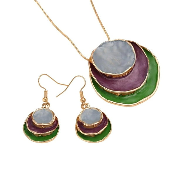 lanema Elegant Flower Jewelry Set Vintage Pendant Necklace Stylish Pendant Earrings Suitable for Weddings and Formal Event