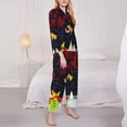 thumbnail image 4 of Kll Merry Christmas Elk Print Women'S Long Sleeve Pajamas With Pants Sleepwear Loungewear 2 Set-Medium, 4 of 9