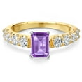 thumbnail image 3 of Gem Stone King 14K Two Tone Gold Purple Amethyst and Lab Grown Diamond Engagement Ring for Women | 1.83 Cttw | Octagon 7X5MM | Gemstone February Birthstone | Size 8, 3 of 6