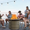 thumbnail image 2 of MistMo 32 Inch Round Propane Fire Pit Table with Lid, 50,000 BTU Outdoor Wicker Gas Fire Pit with Lava Rocks, Perfect for Patio, Yard, Dining, and Party, 2 of 6