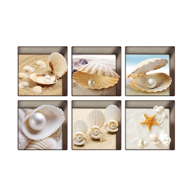 Pegatinas antideslizantes de PVC 3D para bañera, tatuajes, calcomanías y murales. Conchas