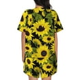 thumbnail image 3 of Lsque Sunflowers In Vintage Women's Short-Sleeved Pajama Set - 2 Piece Soft and Lightweight Sleepwear Set-Large, 3 of 9