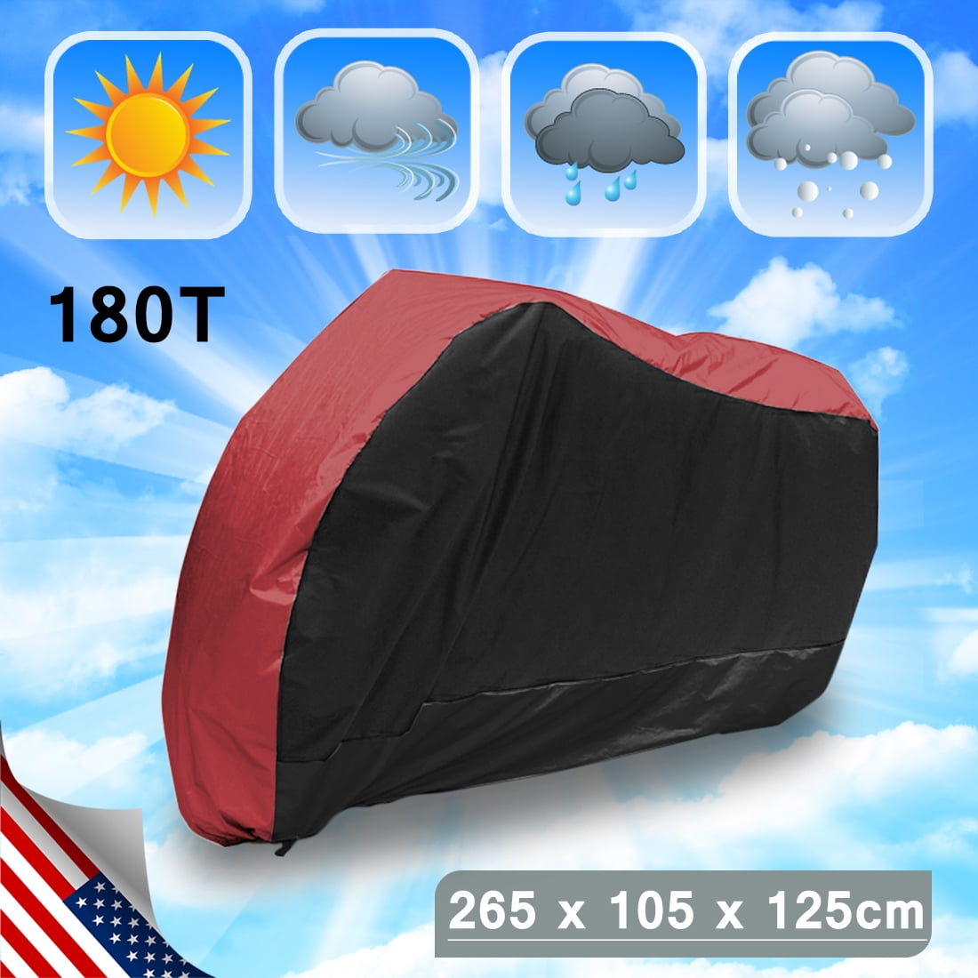XXL 180T Black+Red Motorcycle Cover For Harley Davidson Softail Custom FXSTC