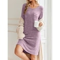 thumbnail image 3 of KISSGAL Nightgowns for Women Long Sleeve Sleepshirts Crew Neck Pajamas Dress Knee Length Sleepwear, 3 of 6