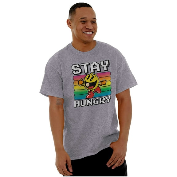 PACMAN Stay Hungry Funny Food Gamer Men's Graphic T Shirt Tees Brisco Brands S