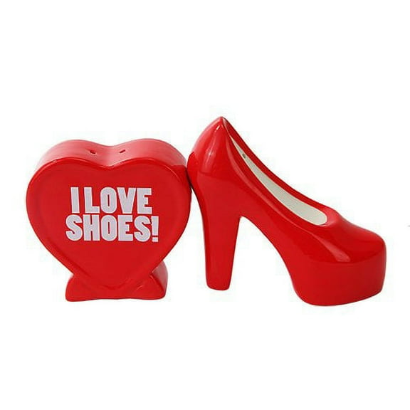 I LOVE SHOES CERAMIC MAGNETIC SALT PEPPER SHAKERS by Attractives