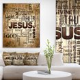 thumbnail image 1 of Designart - Jesus' word cloud in grunge background - Religious Contemporary on Wrapped Canvas set, 1 of 1