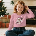thumbnail image 5 of DISNIMO Santa Claus Snowflake Printed Long Sleeve Crop Tops for Girls Kids Fashion Cropped Sweatshirt Loose Crewneck Pullover Tops Casual Loose Cropped Sweatshirt, 5 of 7