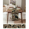 thumbnail image 3 of ERUNPONLY Vintage Black Bears Table Runner - 60 Inch Long Abstract Country Plaid Fish Retro Cotton and Linen Blended Dress Scarves Farmhouse Table Runner for Kitchen Dining, Coffee Table, 13"x60", 3 of 8