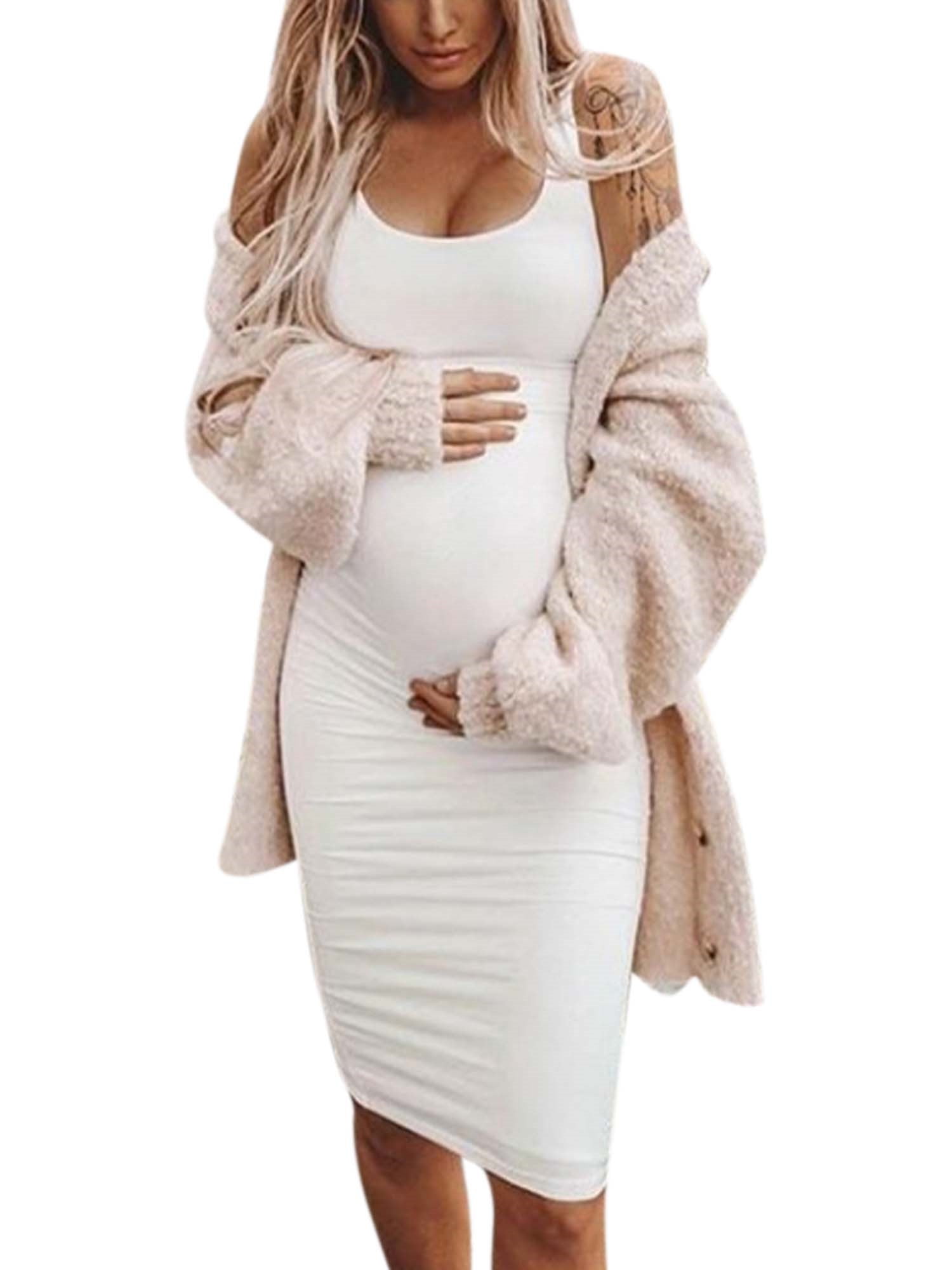 Pregnancy Women Maternity Stripe Vest Tank Dress SummerCasual Nursing Midi Dress 