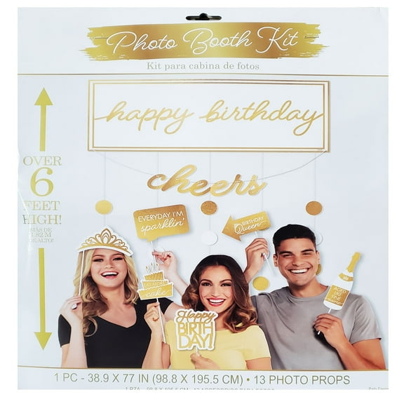 Birthday 'Golden Age' Foil Photo Booth Kit (14pcs)