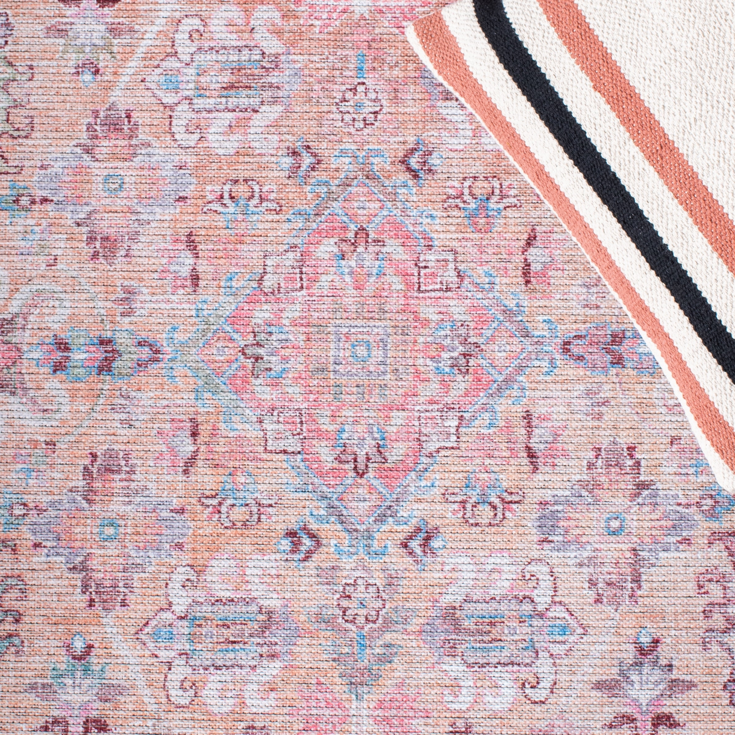 SAFAVIEH Serapi Donald Oriental Machine Washable Runner Rug, Beige/Pink, 2' x 9'