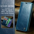 thumbnail image 3 of SaniMore for iPhone 15 Plus (6.7" 2023) Case, PU Leather Auto-magnet Full Protection Flip Kickstand Card & Cash Slots, Retro Shockproof Anti-fall Wallet Business Shell, Blue, 3 of 9