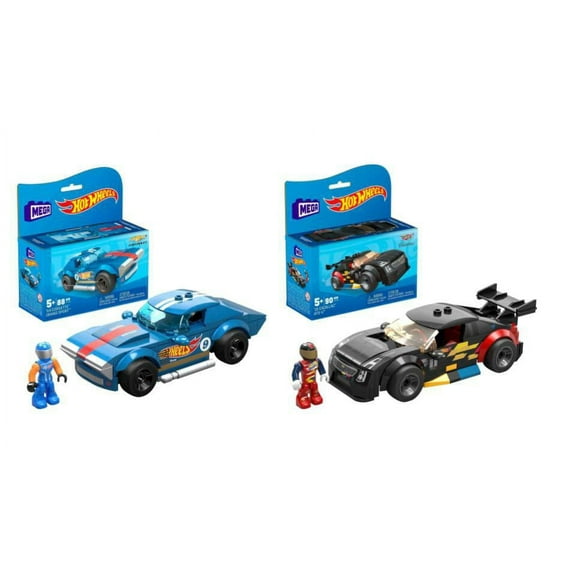Bundle of 2 |Mega Hot Wheels Real Racecar Building Set (‘64 Corvette & ’16 Cadillac ATS-V R)