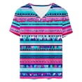 thumbnail image 4 of AUNVITO Women's Casual V-Neck T-Shirt Short Sleeve with All-Over Print Lightweight and Stretchy for Trendy Casual Style, 4 of 5