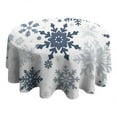 thumbnail image 4 of Blue Christmas Snowflake Pattern Round Tablecloth 60"x60",Wrinkle Wipeable Table Cloth for Kitchen Dining Room Picnic Patio Party, 4 of 6