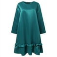 thumbnail image 3 of Women's Long Sleeve Vintage Ruffle Hem Dress Casual Loose Autumn Holiday Dress, 3 of 5