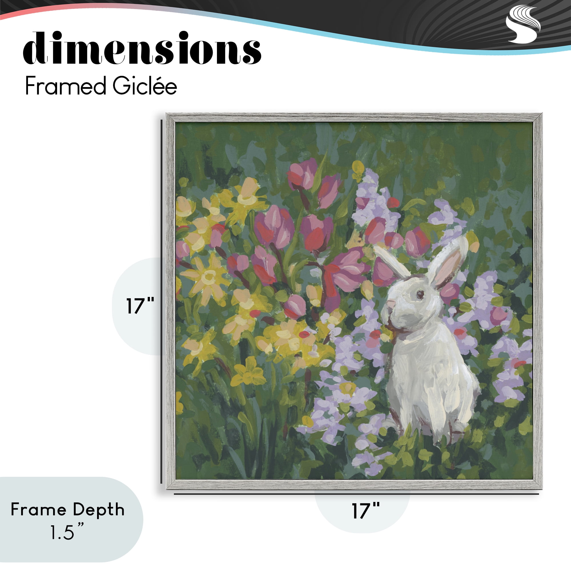Stupell Industries Botanical Bliss Bunny Gray Framed Giclee Art, design by June Erica Vess