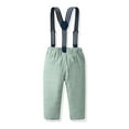 thumbnail image 5 of Karoyedx Baby Boy Christmas Outfit Toddler Boy Clothes Suit Gentleman Wedding Outfits Kids Formal Dress Shirt Bowtie Long Suspender Pants Overalls Green Size,5-6 Years, 5 of 9
