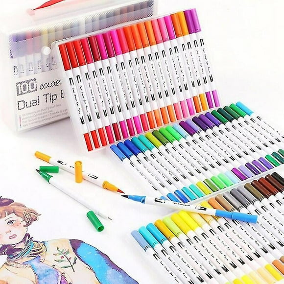 50 Boîtes de Stylos Aquarelle Colorés Pointe Pinceau Fine Marqueurs de Coloriage Stylo Fineliner pour Lettrage Feutre Fournitures d'Art Dessin Lecture Manga/12 Pcs,ssxjv