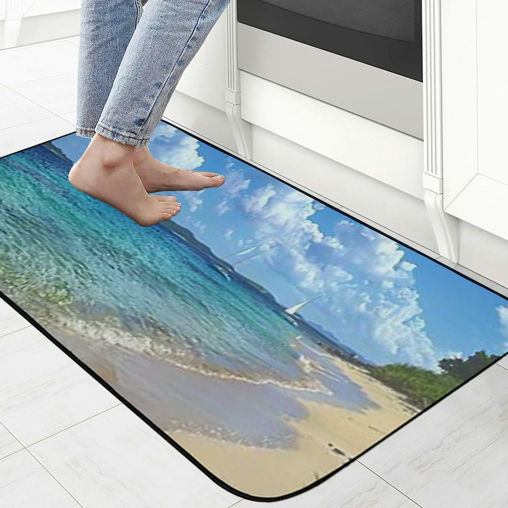 Qinduosi Decorative Door Mat, Door Mat with Non-Slip Rubber Backing, Easy Cleaning, Traps Dirt, Rug for Entry, Patio, Garage - Caribbean Sea Water Vacation Travel Sky Blue 19.68*47.24 in