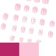 thumbnail image 3 of Short Square Press on Nails French Tips Fake Nails Full Covers False Nails with Flower Designs Artificial Acrylic Nails, 3 of 7