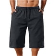 thumbnail image 5 of Elvqul Mens Elastic Waist Pants Zippered Trousers Drawstring Workout Solid with Pockets Summer Bottoms for Men, 5 of 6
