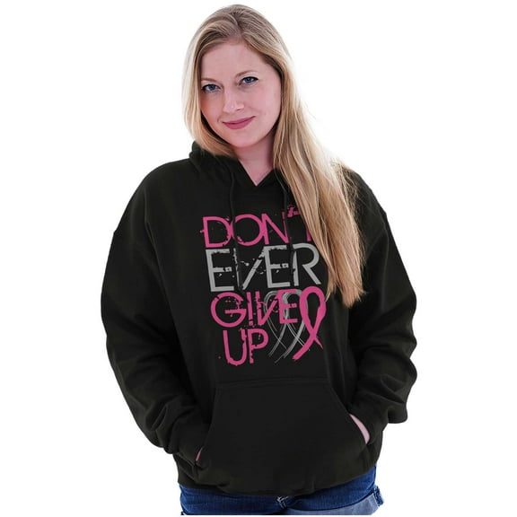 Don’t Give Up Breast Cancer Awareness Women Plus Size Graphic Pullover Hoodie Brisco Brands 2X