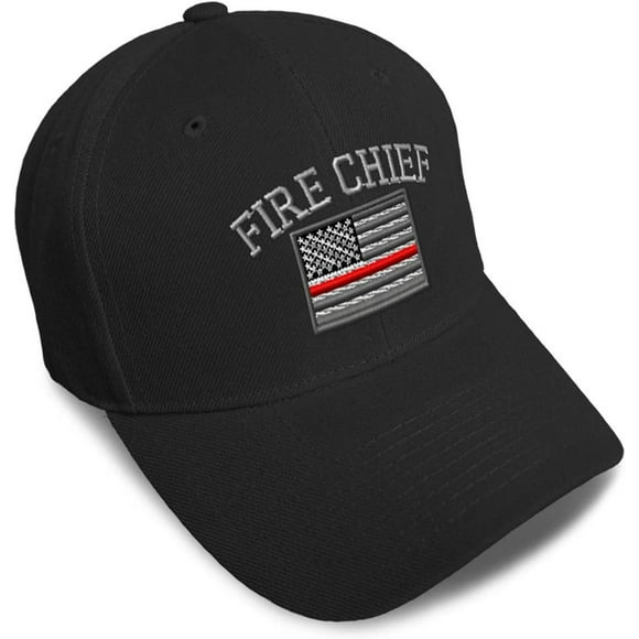 shiyou-Baseball Cap Firefighter Fireman Chief Embroidery Acrylic Dad Hats for Men & Women Strap Closure Black