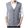 thumbnail image 4 of uikmnh Mens Hoodies Pullover,Male Autumn and Winter Single Buckle Sweater Vest V Neck Pure Color Wool Collarless Shirt Combined Body Type Non Hooded Vest Sweater Vest,Hoodies for Men Graphic(Size:L), 4 of 5