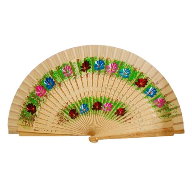 Abanico de mano plegable tradicional hecho a mano, ligero, de madera, para bodas y cosplay.