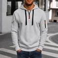 thumbnail image 2 of Wuxian Men's Hoodie With Zip Pocket Fall Winter Casual Quarter Zip Pullover Tops Long Sleeve Hooded Sweatshirts, 2 of 4