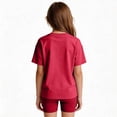 thumbnail image 6 of CCRFTGI 250th Anniversary Summer Outfits for Kids Girls 10-12 Patriotic Cute 2 Piece Outfits Activewear July 4th Celebration Happy America 250 T Shirt and Biker Shorts Clothing Sets Red 5-6 Years, 6 of 6