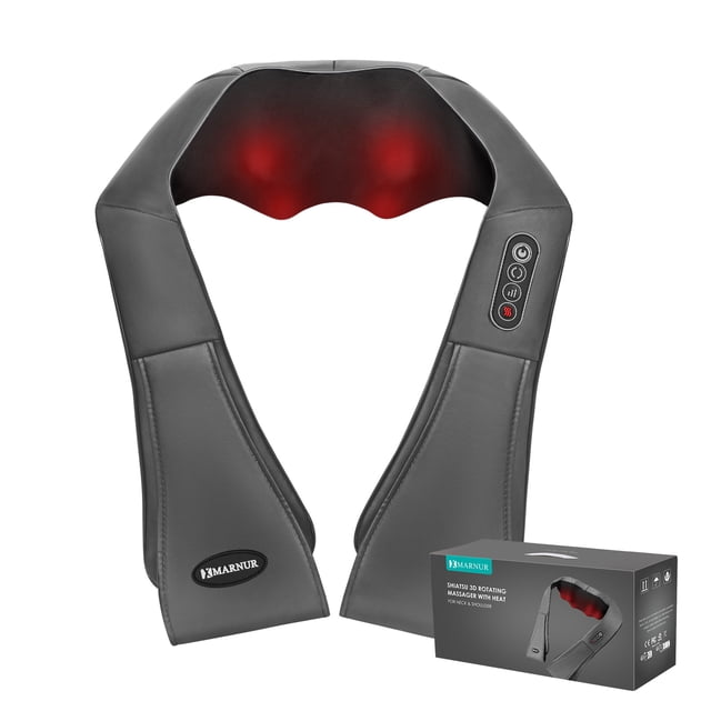 Neck and Shoulder Massager, Deep Kneading Massager with Heat for Full-Body, Gray