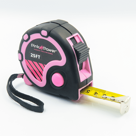 

Pink Power 25ft Pink Tape Measure - Pink Measuring Tape Measure for Women s Tool Kit with Retractable Blade and Lock Button - Girls Tape Measure for Pink Tools - Lightweight Measurement Tape