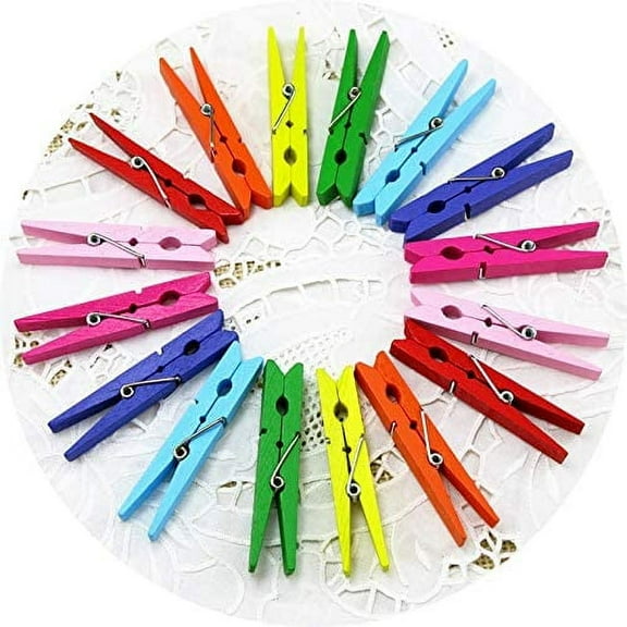 Nvzi 48pcs 3-Inch Large Natural Wooden Colorful Craft Clothespins, Assorted Colors Pegs Pins Photo Clip