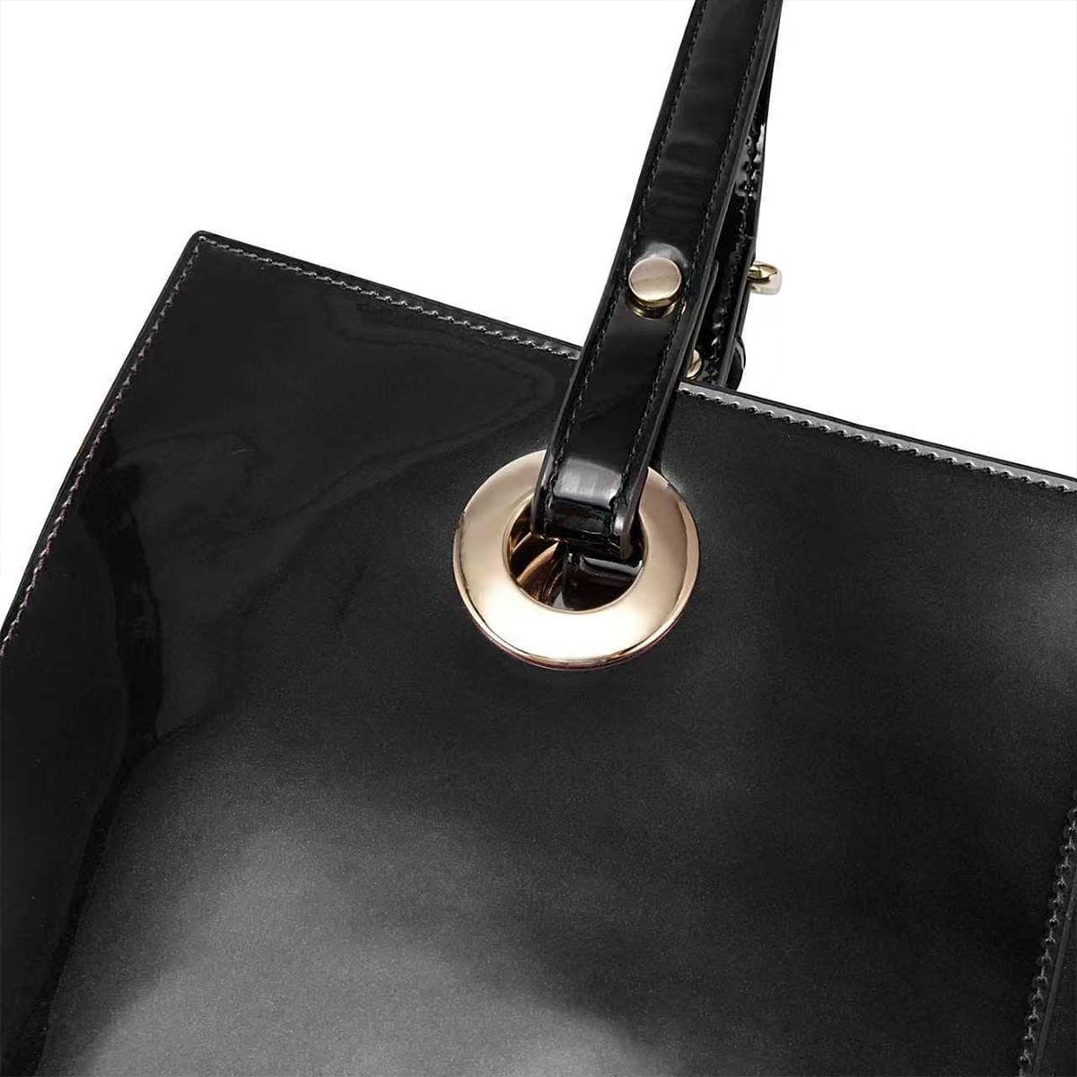 FEIMINA Patent leather Shoulder Bag,Genuine Shiny Large Leather bag,designer handbags luxury,Deep Purple Purse