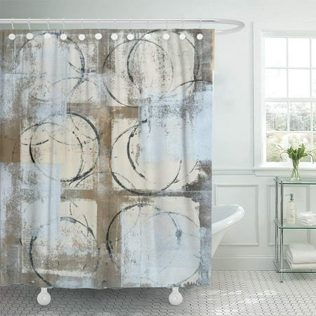 Bsdhome Brown Modern Grey Beige, Abstract Painting Shower Curtain